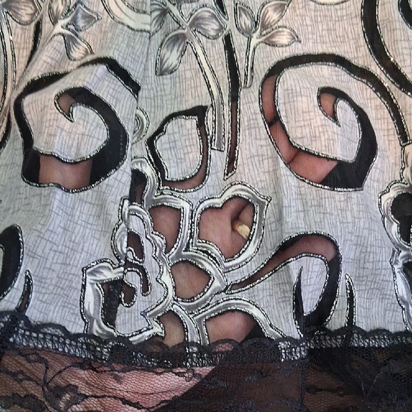 Elegant Black and Gray Lace Midi Skirt 6818 - Picture 6 of 8